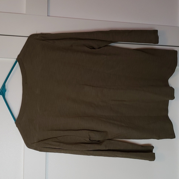 Chaps green 3/4 sleeve shirt with suede pockets - Picture 4 of 5